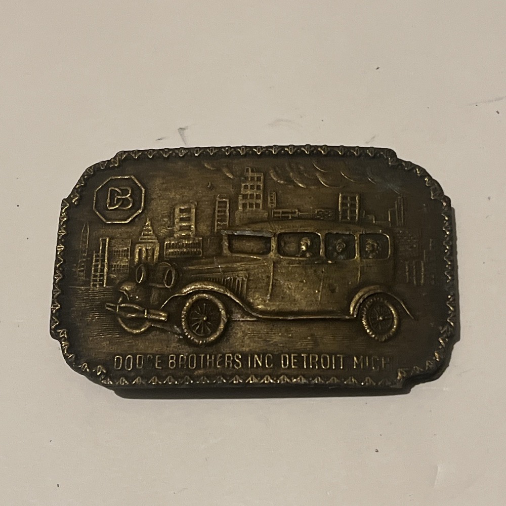Vintage Dodge Brothers Inc Antique Car Brass Belt Buckle 1970s Detroit Mich G-36
